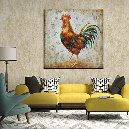 Рачно насликани маслени слики на платно, апстрактно модерно животно симпатично 12 Зодијак реалистична пилешка акрилна текстура сликарство