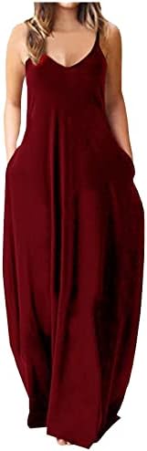Бидобибо Макси Фустан За Жени Плус Големина Жени Макси Фустани Без Ракави Обичен Секојдневен Долг Макси Фустан За Жени Со Џебови