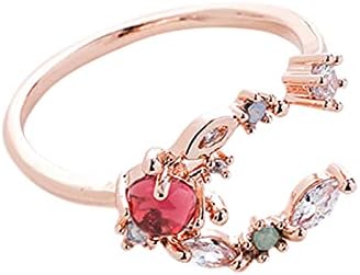 Женски прстени жени ветуваат прстен прилагодлив цвет розов камен црвен камен прстени Кластер за ладење на отворено прстен за ангажман