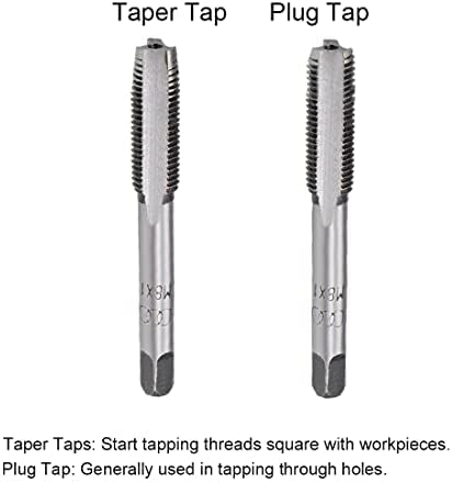 uxcell 5 пара метрички навојување на рака Поставете M8 Thread 1mm Tired Taper & Plug Milling Taps Прави флејти со голема брзина челик