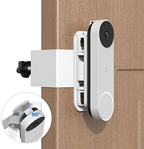 QENSPE ANTI THEFT DOORBELL MONT за Google Nest Doorbell, без прилагодлива вежба од 45 до 135 степени Агол на врата, држач за безжични