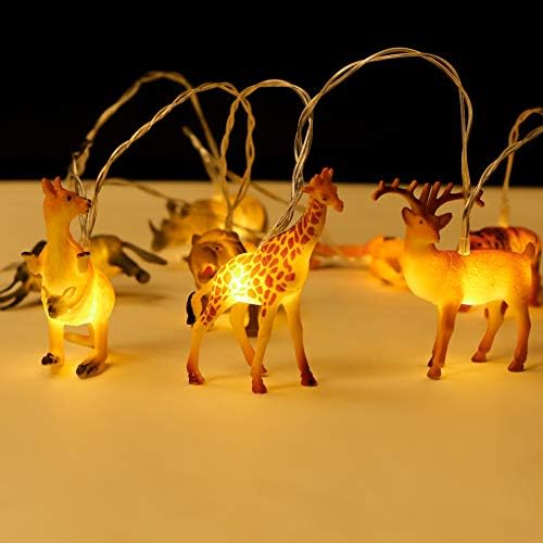 LED стринг светла, 5,6ft 8-предводени од диви животни со диви животни, светла со жица со батерија за деца во затворен простор/надворешни