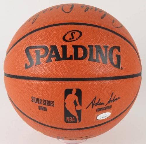 Hakeem Olajuwon & Clyde Drexler потпиша НБА сребрена серија кошарка JSA сведок - автограмирани кошарка