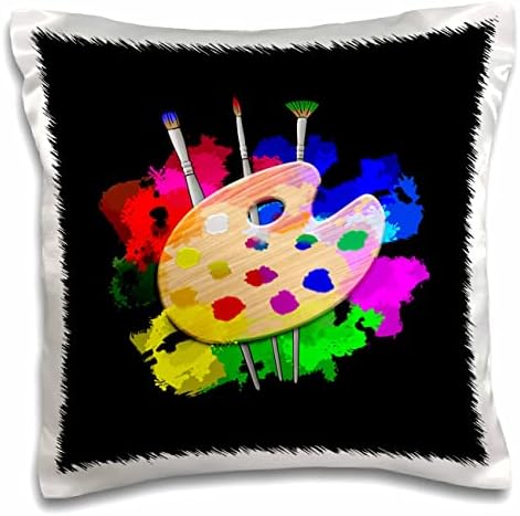 3drose А сликарска уметничка палета со уметнички четки и боја. - случаи на перници