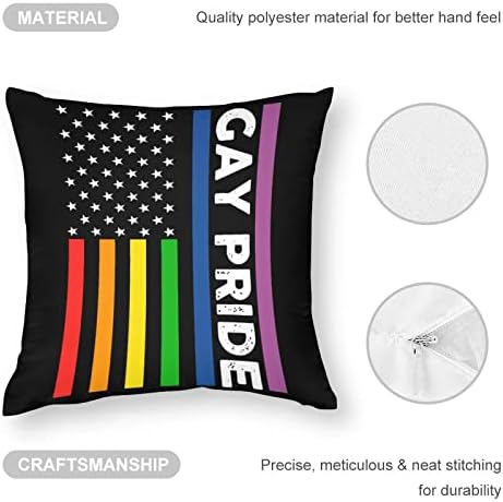 Геј гордост американско знаме плоштад перница кутија полиестерска перница капаци фрлаат капаци за перници за декор на софа