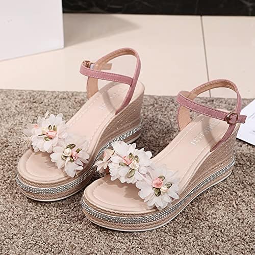 Мода пролет и лето жени сандали дебели единствени клинови потпетици цветни токи случајни жени сандали чевли со големина 10
