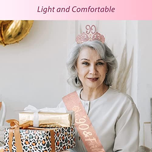 90 -ти роденден, 90 -ти роденденски украси за жени, 90 -ти роденден Тијара и Саш, 90 -ти роденденски подароци за жени, 90 -ти роденден