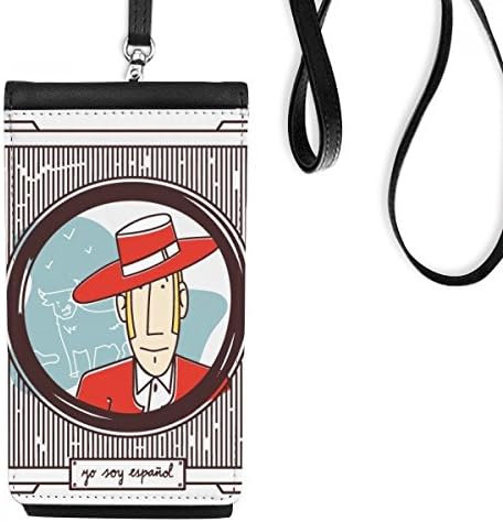 Црвена облека шпанска илустрација телефонски паричник чанта што виси мобилна торбичка црн џеб