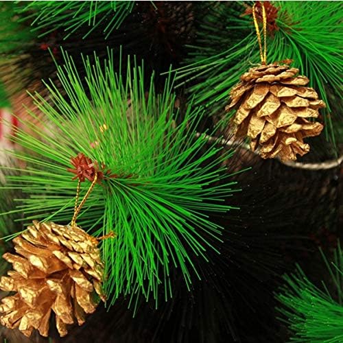 36pcs Студиски 4 см Златни Божиќни бор конуси приврзоци со жица природно дрво за украсување на новогодишни занаети за занаети дома украс