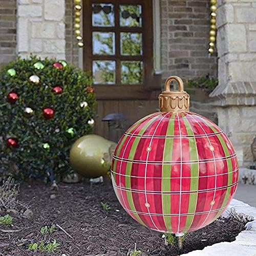 Божиќен декор надувување на отворено Божиќно топка гигантски извалкани топчиња украси 23,6 инчи ПВЦ украсени Божиќни топки со пумпа
