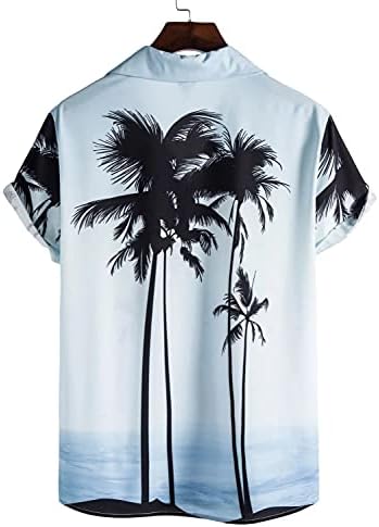 HDDK 2022 Нови кошули на Хавајски хавајски, летни кратки ракави Тропски палма за печатење алоха врвови копче надолу по кошулата