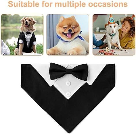 Донгкер кучиња смокинг јака од бандана, јака од домашно милениче, прилагодлива со лак -вратоврска и вратоврска за вратот за мали средни