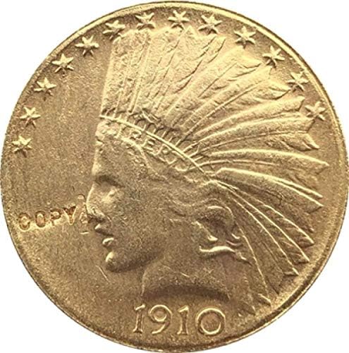 Challenge Coin 24-K злато позлатена 1910-d 10 $ Злато индиски полу-орел монета копирање копирање Подароци за монети