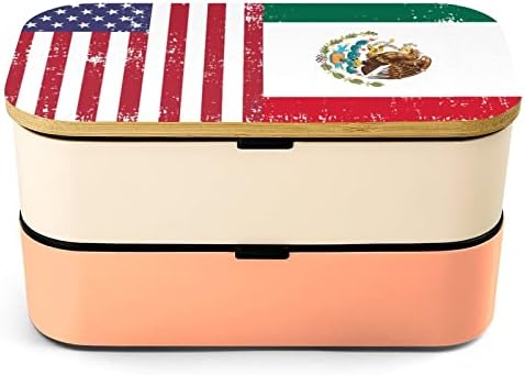 Американско Мексико Знаме Кутија За Ручек Бенто Отпорна На Истекување Контејнери За Храна Бенто Кутија со 2 Прегради За Канцелариски