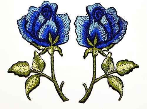 1 пар сина роза цветна лепенка Прекрасна роза цртана филмска везена апликација занает рачно изработено бебе девојче девојче жени облека DIY