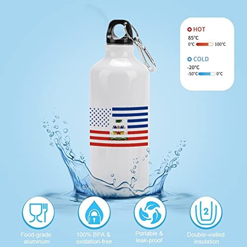 Хаити Американско знаме за спортски шишиња со вода вакуум изолирани алуминиум еднократно со капаци за кригла за велосипедски велосипеди