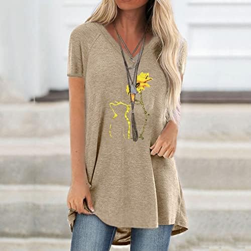 Женски памук памук сонцето сончоглед Цветни графички бренд симпатична кошула за блуза за дами лето есен A8 A8