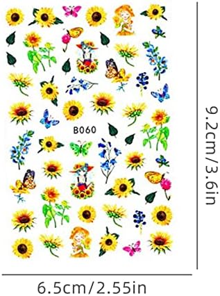 Налепници за сончоглед Хјуна стил украси за нокти цвет серии налепници за хартија за хартија за хартија за хартија за налепници за нокти