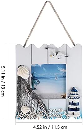 Воркул наутичка рамка за слика со морска школка риба нето шема дрвена плажа фото рамка виси wallидна врата плакета wallидна уметност за тропски