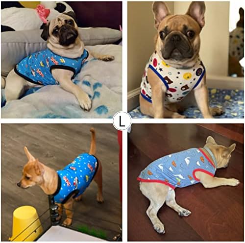6 парчиња кошули за кучиња Симпатична печатена кучиња облека мека памучна домашна миленичиња маица дише кутре облека за облека за џемпери за
