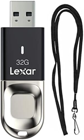 Отпечаток од прсти на Lexar 32 GB ScompDrive F35 150MB/S USB 3.0 Flash Drive пакет со GORAM Black Lanyard