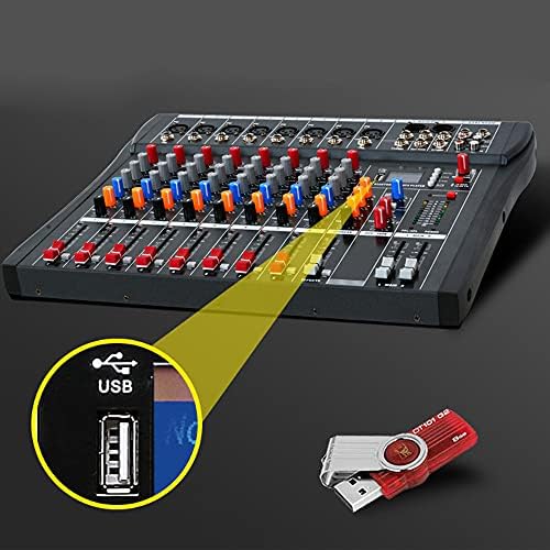 Audio Mixer Ribasubb 8 канали, професионален аудио миксер за звук на конзола за звук Системски интерфејс 8 канал со MP3 плеер+USB Bluetooth