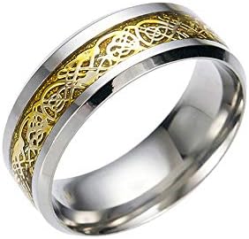 Мажи титаниум прстен од не'рѓосувачки челик Тунгестин карбид прстен сина/црна/сребрен змеј свадбен бенд Полски финиш
