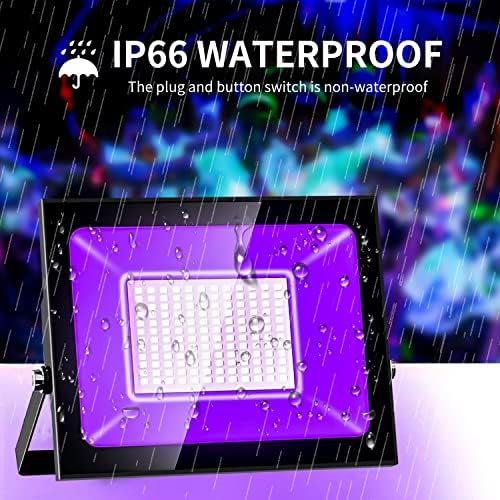 Paoicole 2 Pack 60W LED црна светлина, светло за поплавување од црна светлина со приклучок, IP66 водоотпорни црни светла за сјај