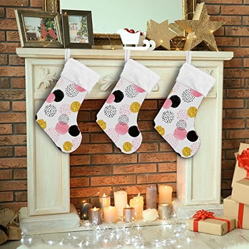 Божиќни чорапи розово црно златно токсиран образец бело плишано манжетно мерцеризирано кадифено семејство, персонализиран голем декорација