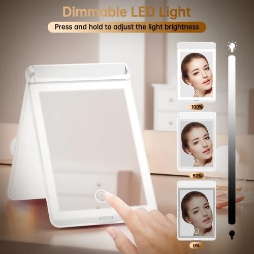 BENBILRY LED Осветлени Компактен Шминка Огледало Со Магнетни Прекинувач, [1x/3X Зголемување &засилувач; Тип-C Полнење &засилувач; Прилагодливи