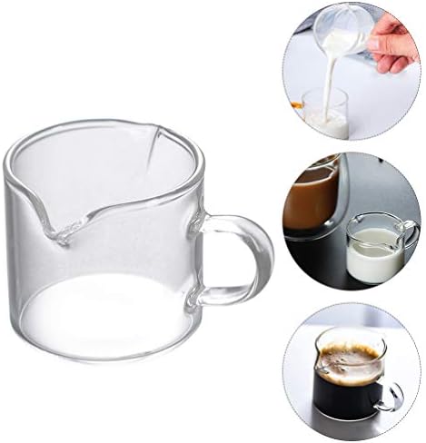 Чаши за кафе во дворот 2 парчиња стаклена чаша крема за крем крема за крем еспресо стомна со рачки сируп сос сервер стакло за мерење
