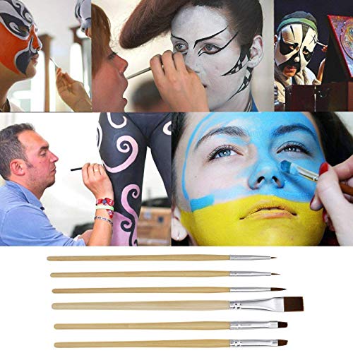 CCBeauty Face Paint Oil 12 бои со 6 дрвени четки пакет со комплет за шминка вклучуваат восок од лузна со шпатула, крв од краста, сунѓер од