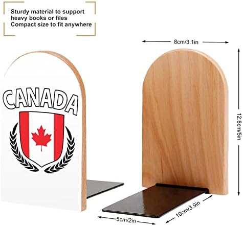 Јавор Лист Канада Знаме Печатена Книга Крај Дрво Книги 1 Пар За Полици Тешка Книга Стојат 5 Х 3 Инчи