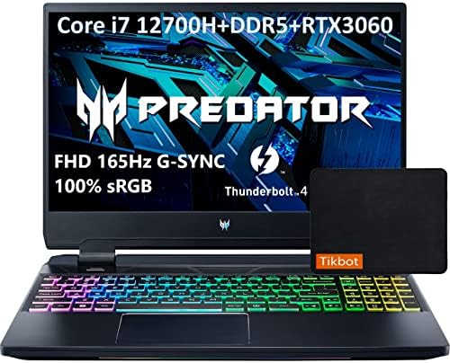 Acer Predator Helios 300 Gaming Laptop 15.6 FHD IPS 165Hz дисплеј 12-ти Intel 14-Core I7-12700H-GeForce RTX 3060 RGB Backlit USB-C
