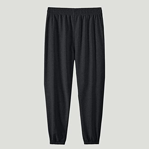 Менс обична фитнес -фитнес крпеница бодибилдинг џеб кожа со целосна должина спортски панталони со големина на опсег