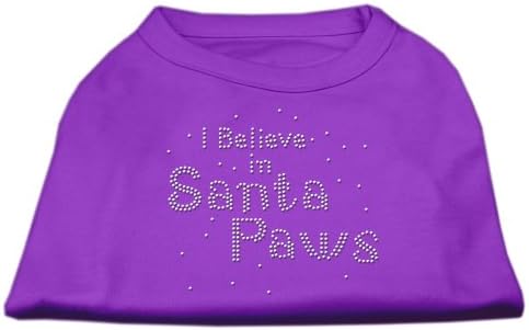 Производи за миленичиња Мираж 14-инчи Верувам во кошула за печатење на санта шепи за домашни миленици, голема, виолетова боја