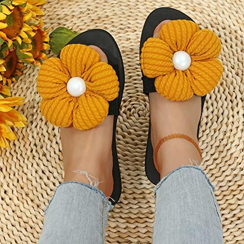 Папучи за Haokanba за жени дами флип апостолки отворени пети цвеќиња боемски сандали обични чевли летни чевли за плажа, палки за жени
