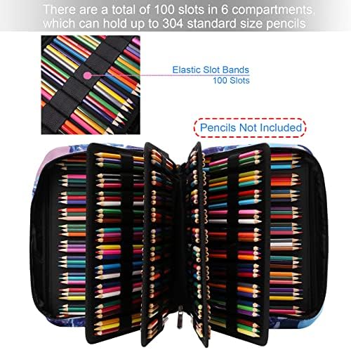 Организатор на кутии со голем капацитет на Ајванбер, во боја на молив 304 слотови држач за пенкало, водоотпорна торбичка за складирање,