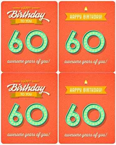 Прекрасни 60-Ти Роденден Етикети За Шишиња Со Вино Комплет од 4 Украси за Роденденски Забави Подарок За Роденден За Жени И Мажи