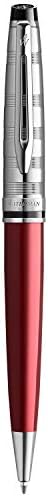 Експерт за ватерман Делукс Пенкало, темно црвена боја со залепено капаче, средна точка со сино мастило, кутија за подароци