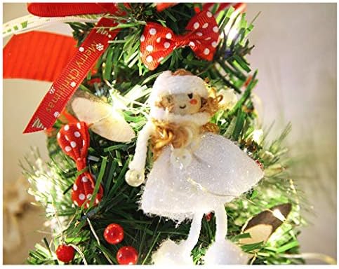 Вештачка елка работна површина Мала новогодишна елка мини вештачко новогодишно елка со лак, малку ангелско новогодишно дрво за домашни украси,