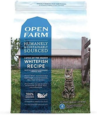 Отворено фарма без жито лосос и лов на сезоната на суво риба, пакет за храна за суви мачки, 4 фунти