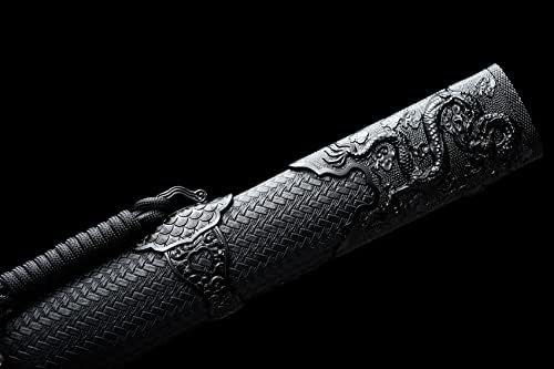Кул црн змеј меч јаглероден челик јапонски директно сечило нинџато 40 во