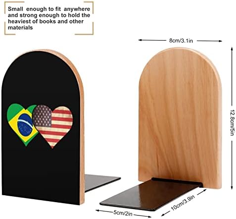 Бразилско Знаме И Американско Знаме Мали Дрвени Книги Поддржуваат Нелизгачки Тешки Полици Книга Штанд За Канцеларија Домашна Кујна Библиотека