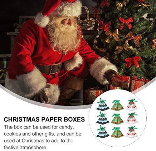 Тојандона 60 парчиња Божиќни Кутии За Хартија За Бонбони Дедо Мраз Кутии За Бисквити Со Бисквити Од Дрво Пирамидална Забава Сад За Лекување
