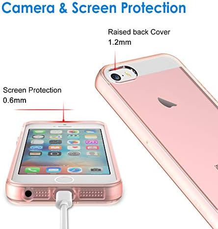 Jetech Case за iPhone SE , iPhone 5s и iPhone 5, капакот на браник од шок, чист наназад, розово злато