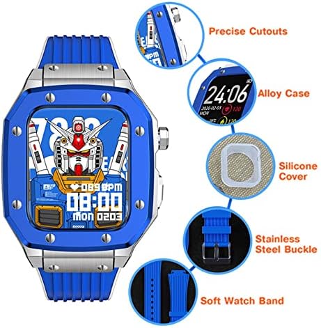 Dyizu за Apple Watch Band Series 8 45mm мажи легура на часовникот Случај 44мм 42мм метална рамка за модификација на комплет додатоци за