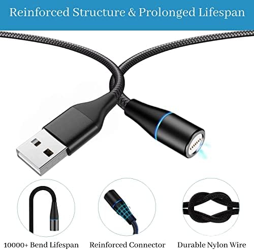 Кабел за магнетно полнење магнетен телефон 3 во 1 кабел за полнење 3 пат полнач молња/USB C/Micro USB за iPhone/Android/Tablet/Samsung