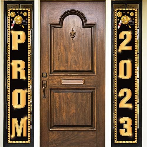 Nepnuser PROM 2023 тремот банер за дипломирање забава декор црна и златна сјајна танцување влезна врата виси знак дома во затворен простор