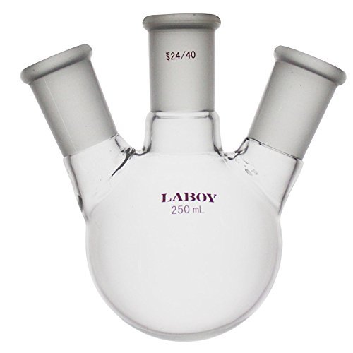 Laboy Glass 1000ml 3 Reck Rod Courntion Challing Flask со 24/40 централни и странични споеви со аголни дестилирање при примање